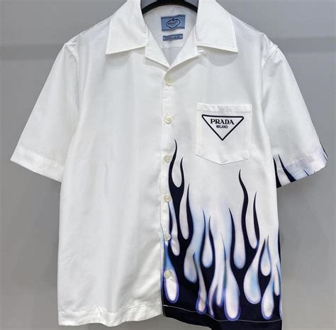 prada blue flame shirt|prada flame shirt sale.